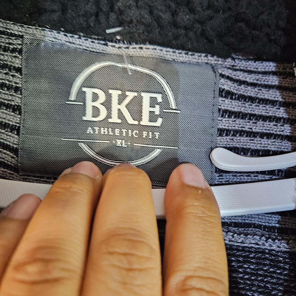 BKE Athletic Fit Stylish Gray Knit Sweater with Quarter Zip Collar Casual Comfor - Picture 4 of 9